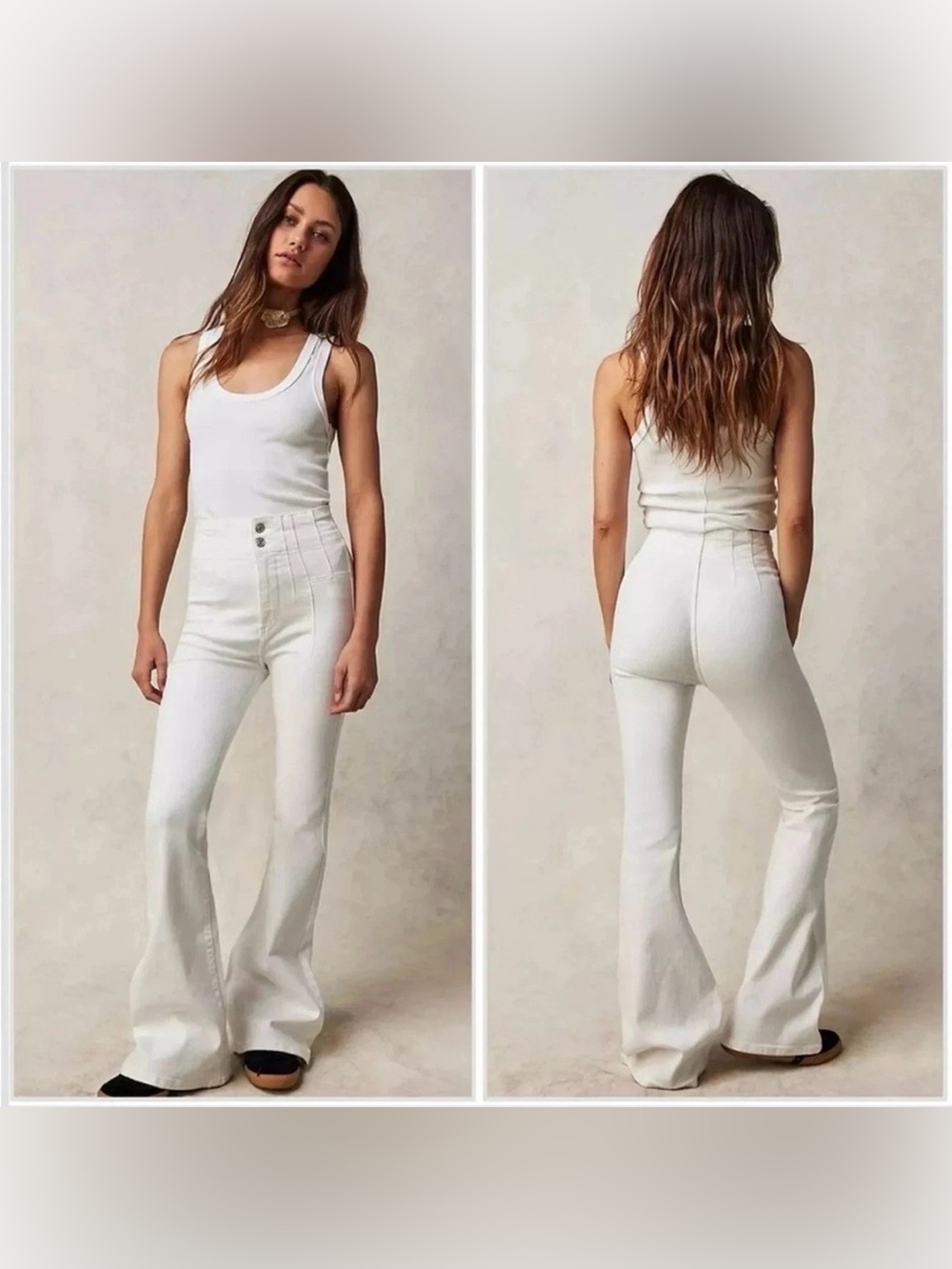 We The Free FREE PEOPLE Jayde Flare Leg White High Rise Jean size 31